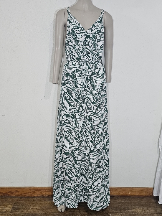 Harlyn Dresses & Skirts - Harlyn Anthropologie Palm Leaf Maxi Dress Size S Green White Tropical